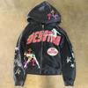 Unisex Y2K Zip Up Hoodie Loose Fit Streetwear Graphic Print Casual Sweatshirt