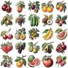 50-Piece Retro Fruit Transparent PET Stickers for Journals and Decoration