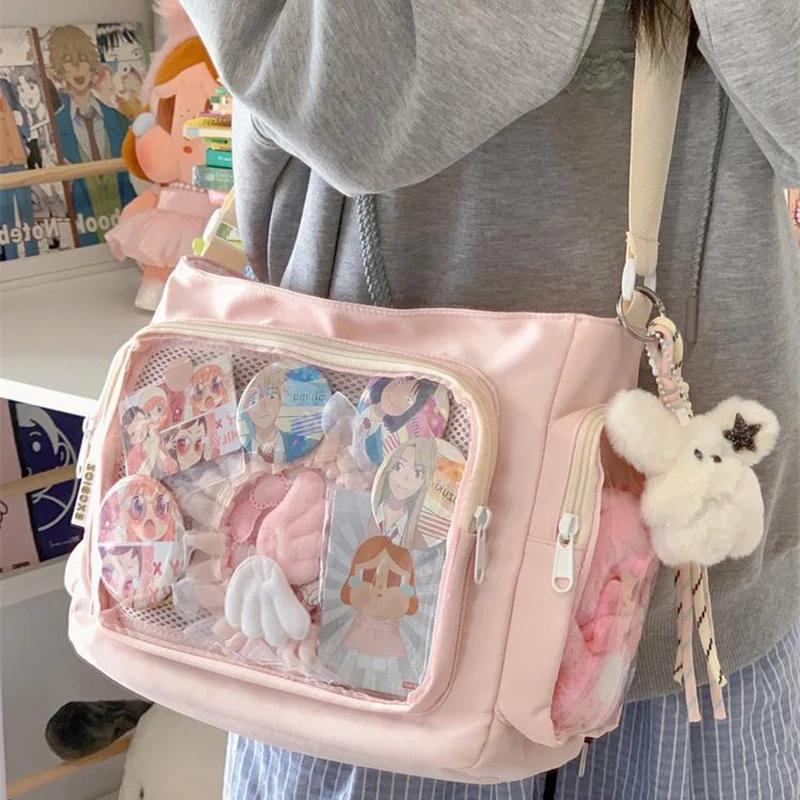 Nylon Aesthetic Transparent Display DIY Basges Students Subculture JK Crossbody Shoulder Bags Casual Sweet Girls Ulzzang Ita Bag
