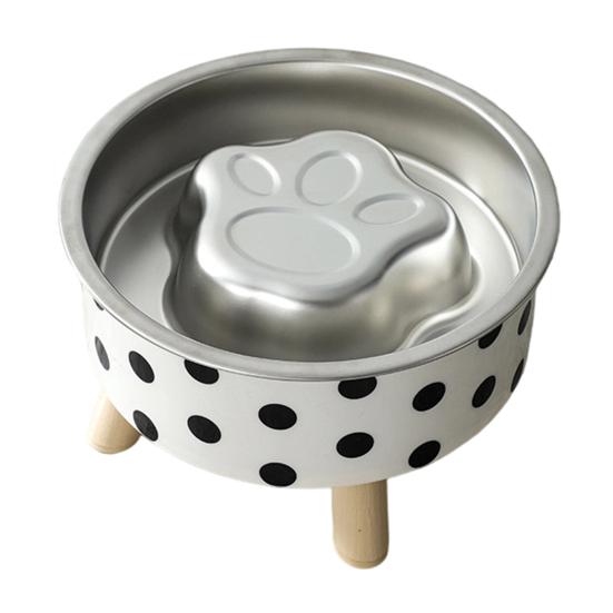 Slow Eating Bowl for Cats Elevated Cat Bowl, Removable Stainless Steel Inner Feeder Pet with Non-slip Stand Small Dogs Neck Protection