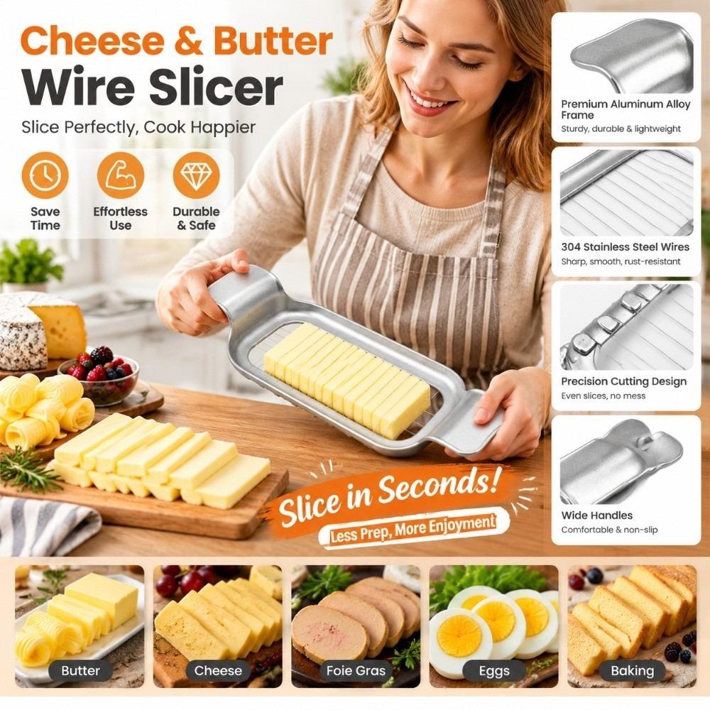 Stainless Steel Butter Slicer & Cheese Cutter 2-in-1 Cheese Slicer Wire Butter Slicer  Quick Prep