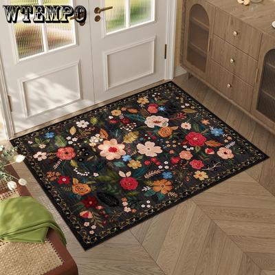Floral Floor Mats Bathroom and Toilet Absorbent and Dirt Resistant Floor Mats Easy To Maintain Door Mats