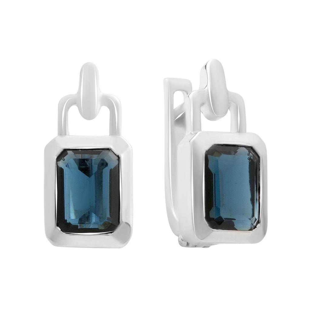 Silver Earrings with Nano Sapphire 2.917ct (2189084)