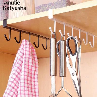 Eisen Küche Lagerung Rack Schrank Hängen Haken Regal Geschirr Aufhänger Brust Lagerung Regal Mit 6 Haken