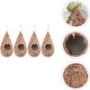 POPETPOP Hanging Bird House Teardrop Shaped Birds Cages - 4pcs Hanging Hand Woven Hummingbird House Bird Nesting Box Natural Bird Hut for Outside