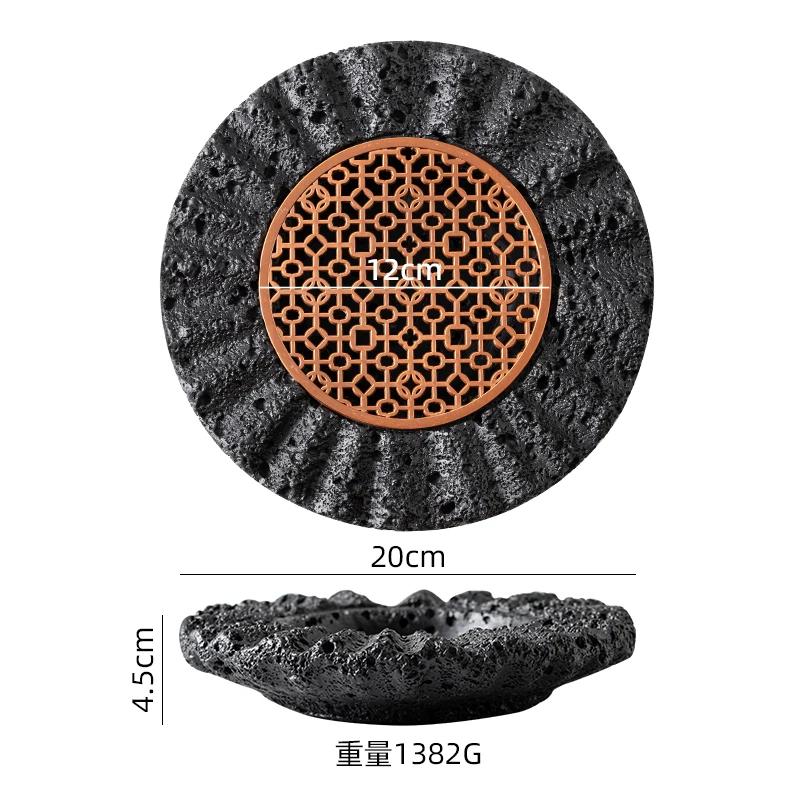 Meteorite Textured Cement Dining Plate Barbecue Plate Dry Ice Plate Sashimi Plates Sushi Dish Dessert Dish Specialty Tableware