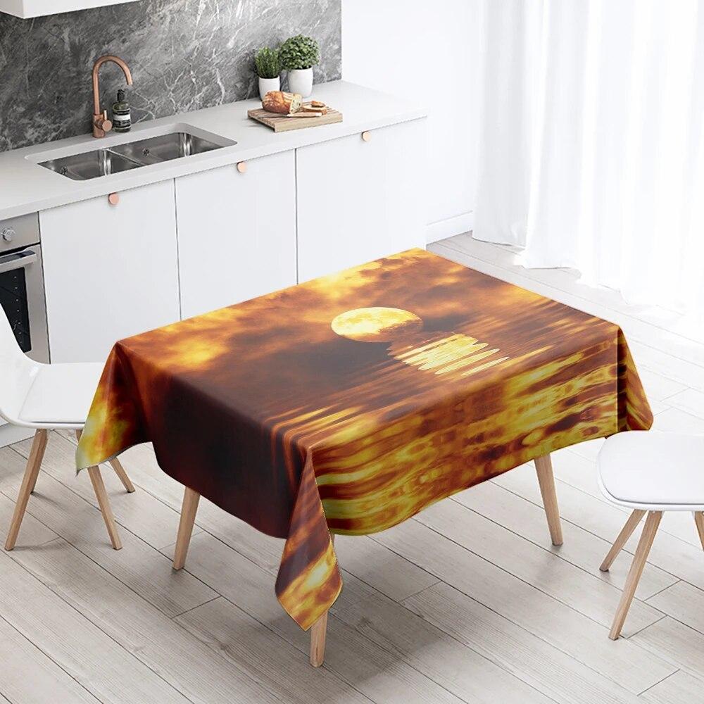 Tischdecke mit brennender Flamme, Outdoor, Camping, schmutzabweisend, wasserdicht, rechteckig, für Küche, Esstisch, Heimdekoration