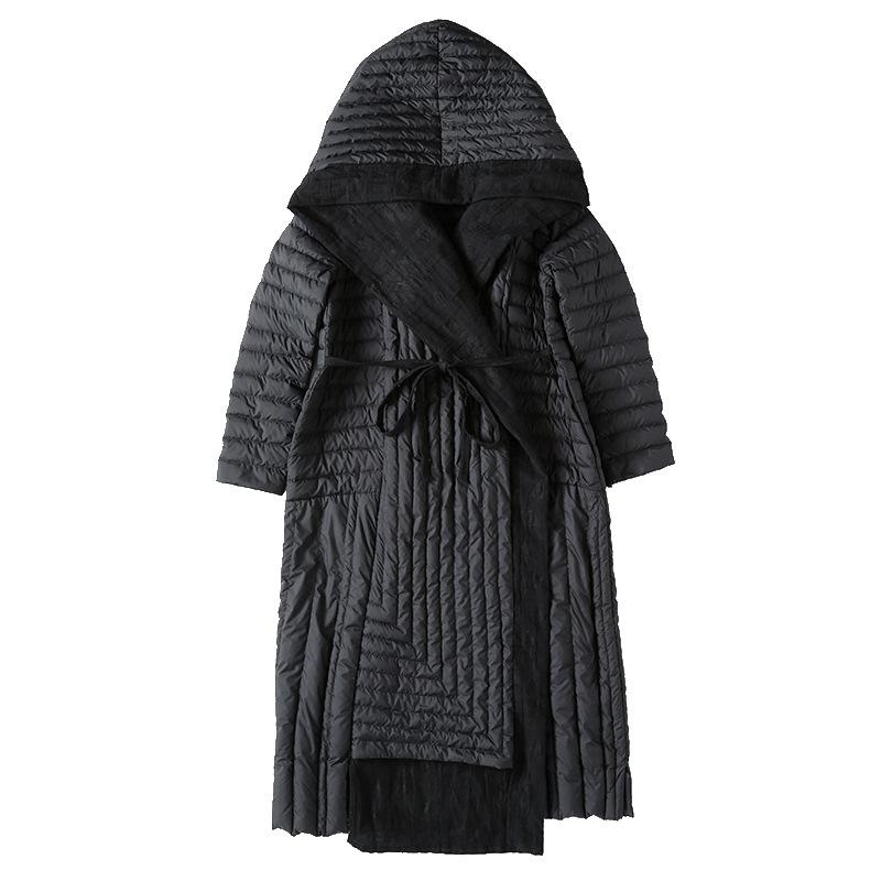 New white duck down jacket autumn and winter hooded down jacket women's medium and long thickened down jacket