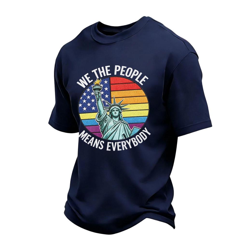 Men's Casual Short Sleeve Crew Neck T-Shirt Independence Day Graphic Print We The People Means Everybody Cotton Blend Top