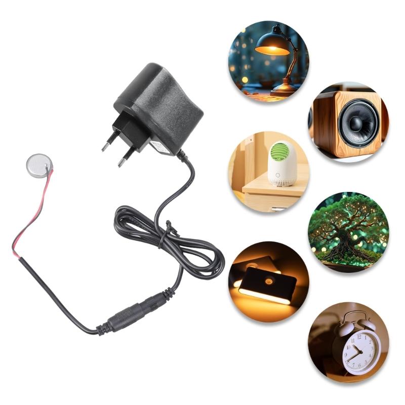 DC3V Power Supply Adapters Replacement For CR2032 Battery With EU Plugs 108cm Cable For Electronic Devices