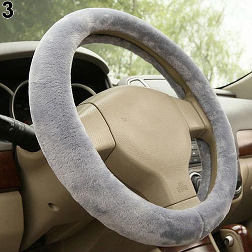 Modish Universal Car Accessory Charm Warm Long Soft Plush Car Steering Wheel Cover
