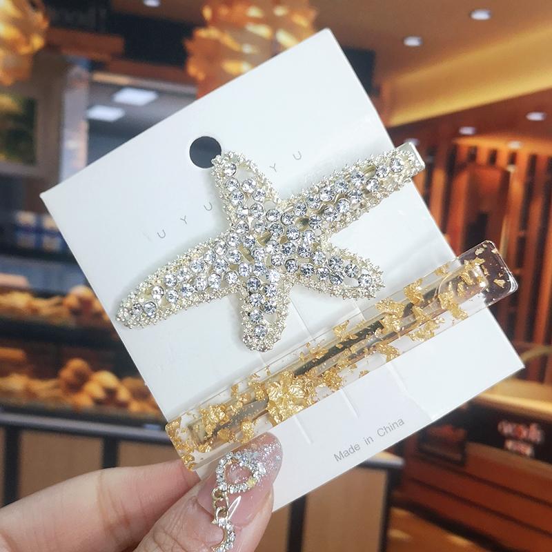 Korea Shiny Crystal Hair Clip Set Fashion Hair Accessories  Trend For Women Girl Pearl Rhinestone Hairpin Side Clip For Hair