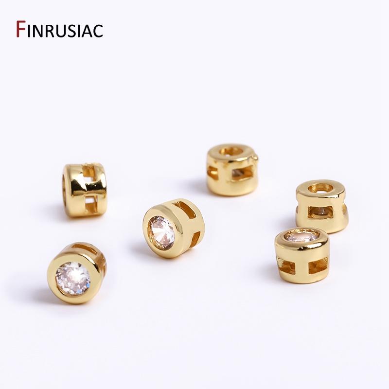 4.3mm*3.3mm 14k Gold Plated Zircon Loose Beads Spacer Beads Bracelet Beads For Jewelry Making Supplies Wholesale