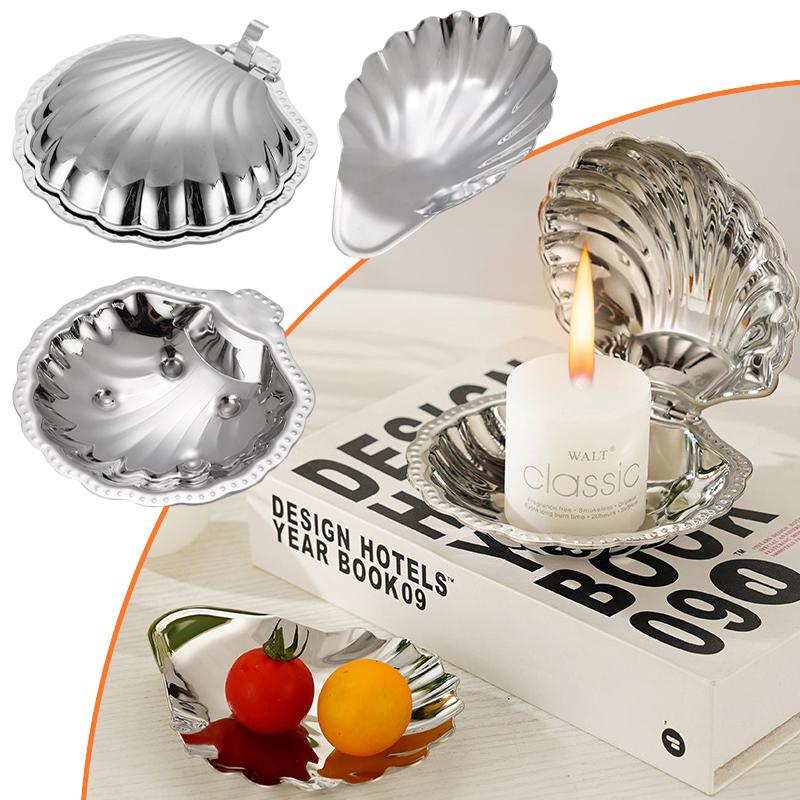 Piatto in Acciaio Inossidabile 304 a Forma di Conchiglia Piatto da Portata Metallo Formaggio Dessert Piatto Contenitore Gioielli Vassoio Metallico Scatola Sapone Decorazione Tavola