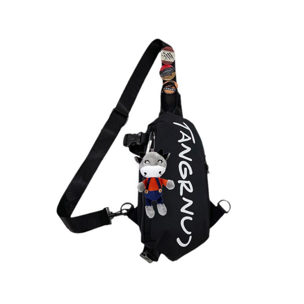 BALANG Nylon Fabric Outing Bag, Sling Bag Regular Men's Black/White BALANG-BLA-031