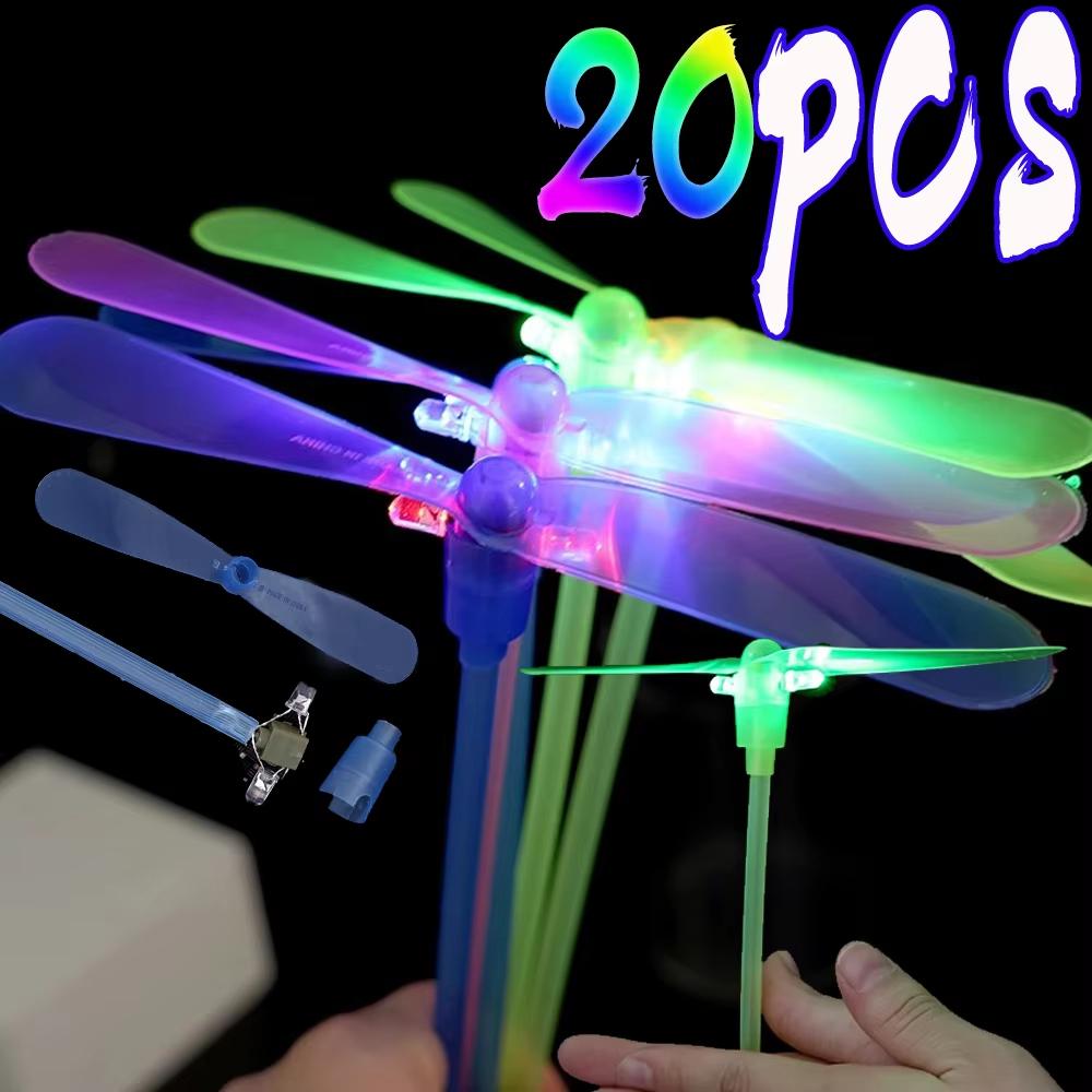 20 ks LED světélkující hračka vážka Klasická ruční spinner Hračka létající ve tmě Hračky s vrtulí pro děti Venkovní párty drobnosti