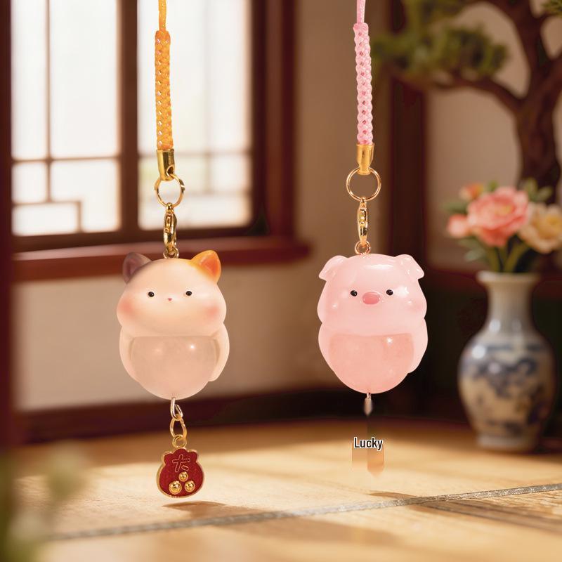 Cartoon Cute Piggy Pendant Beads: Resin Crystal Backpack & Car Decor Blind Box