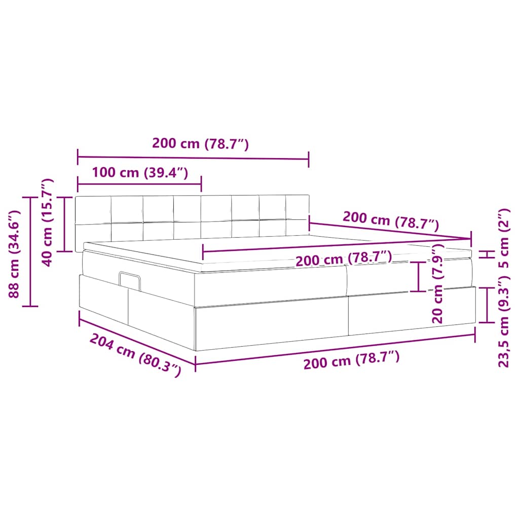 Storage Bed with Mattress Dark Gray 200 x 200 cm Velvet
