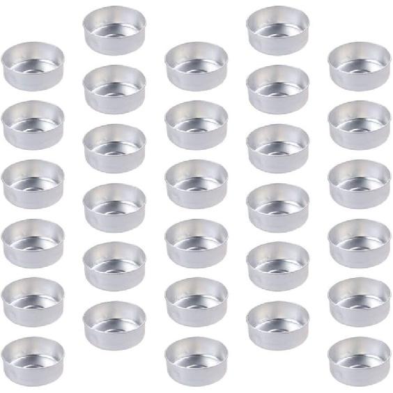 EXCEART 200pcs Aluminum Tea Light Tins for Candle Making Supplies Empty Case for DIY Scented Candles Lightweight for Crafts Silver