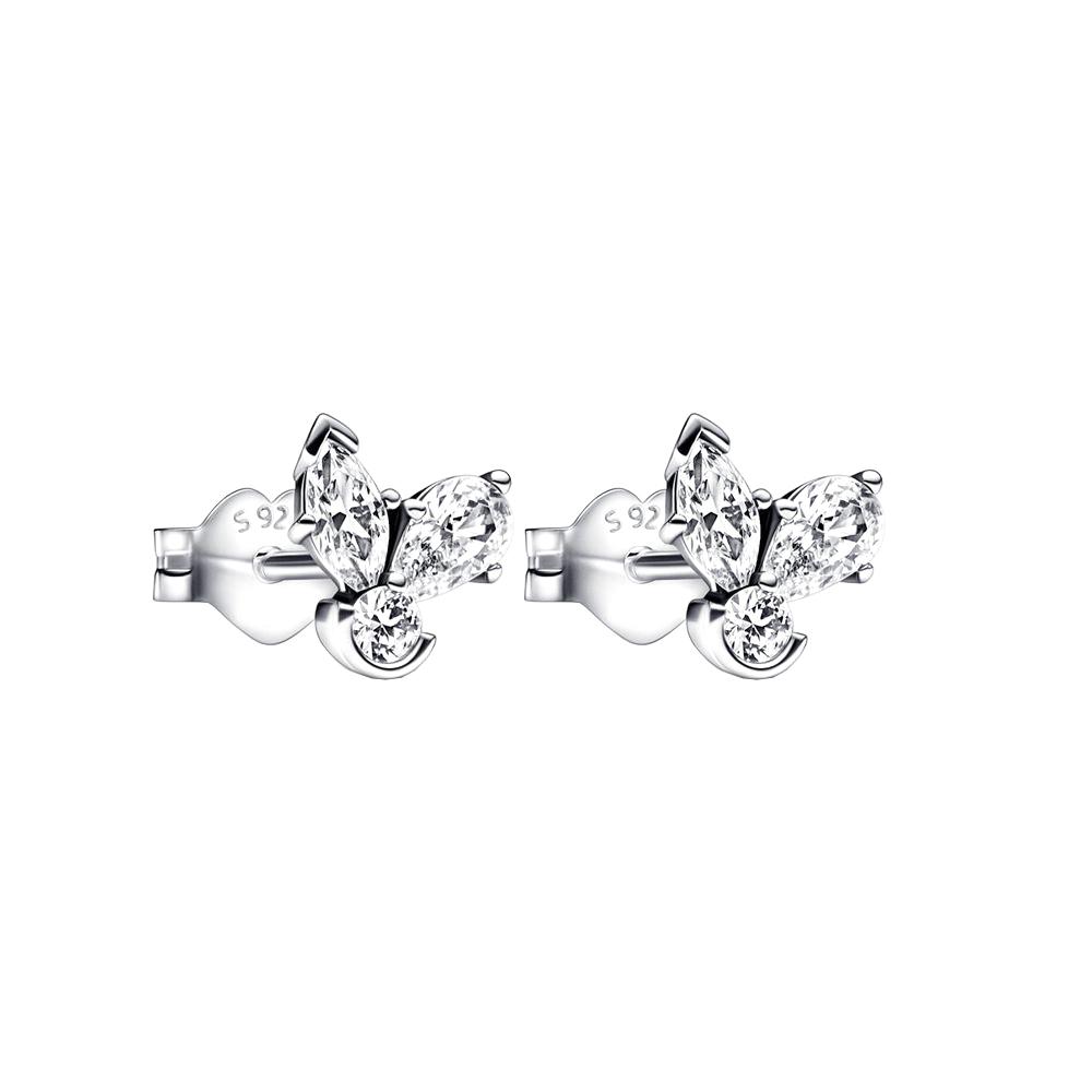 Kolczyki sztyfty S925 Srebro Błyszczący Klaster Herbarium dla Kobiet Prezenty Urodzinowe Modna Biżuteria