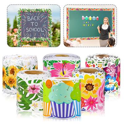 18.5m/roll Flower Leaf Pattern Border Paper Spring/Summer School Classroom Photo Wall Decoration