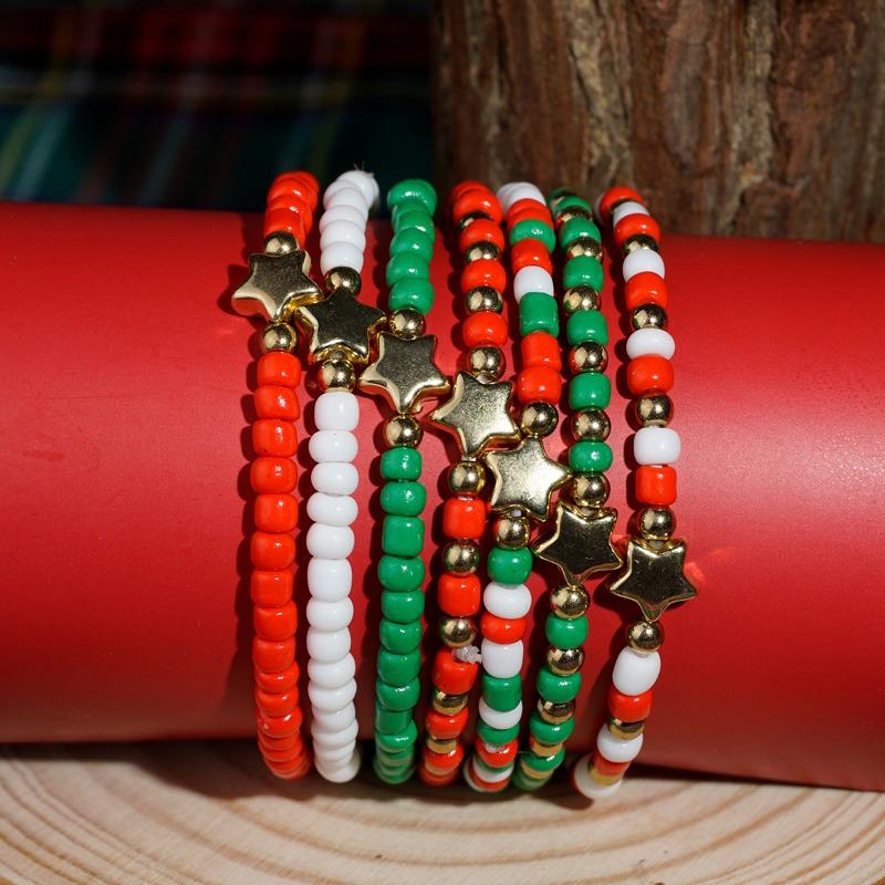 

Браслет из бусин с буквой, жемчужный, праздничный, снежинка, Санта, снежинка, комбинация, рождественский браслет