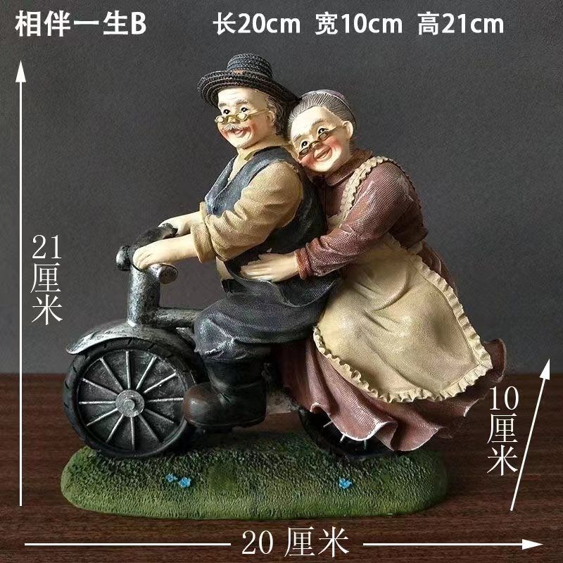 Europe Sweet Grandparents Resin Sculpture Accessories Art Wedding Anniversary Gifts Home Bedroom Desktop Statue Decoration Items