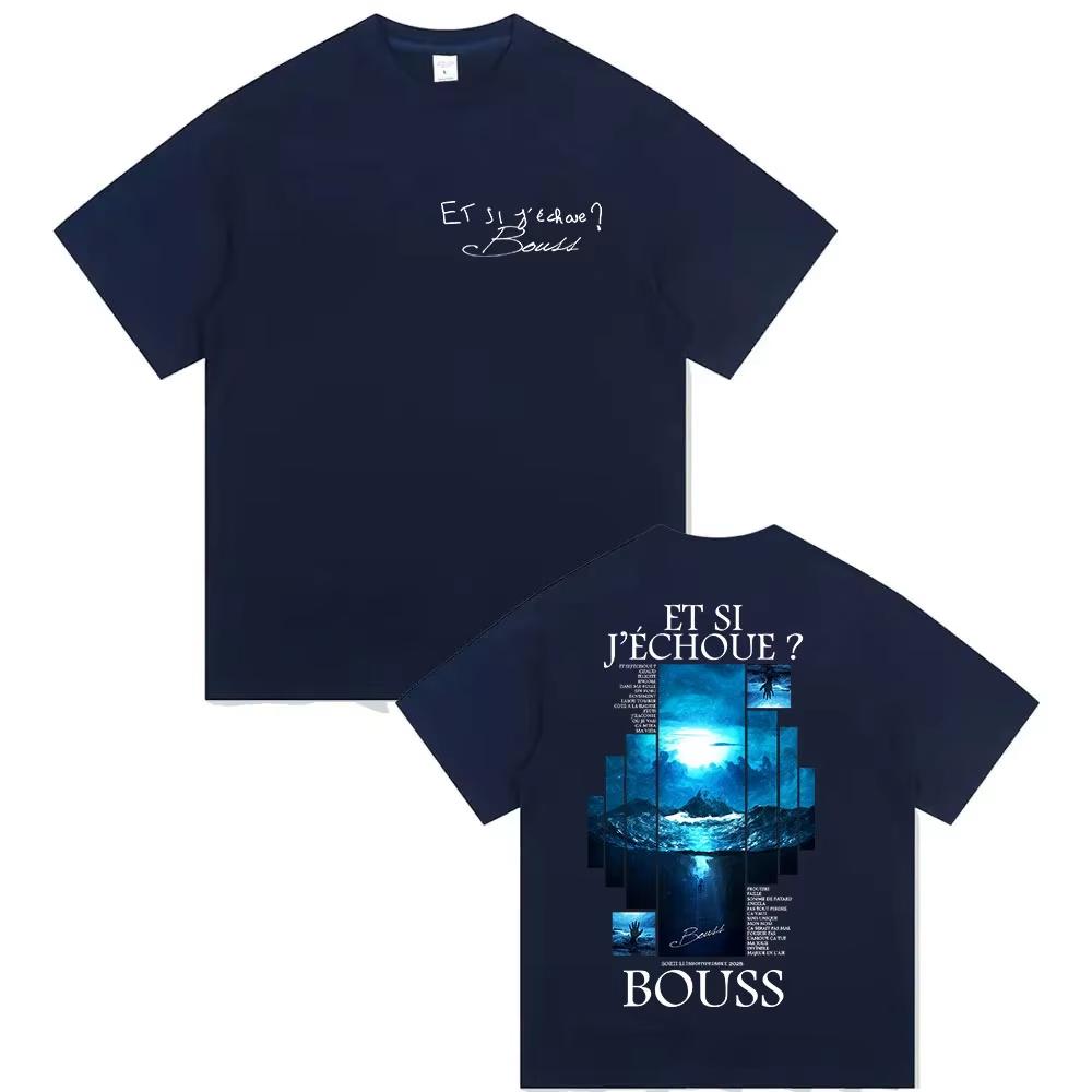 

Rapper BOUSS ET SI JECHOUE Tour 2026 Graphic T Shirts Mens Retro Hip Hop Short Sleeve Tshirts Pure Cotton Tshirt Streetwear M