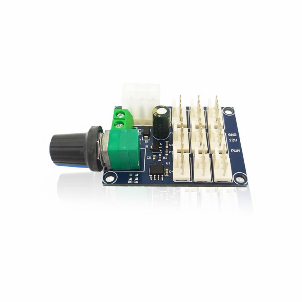 

Computer Chassis Fan Multi-Channel Fan Speed Controller PWM Speed Controller 12V Multi-Channel Manual Speed Adjustment 10*10*2 білий