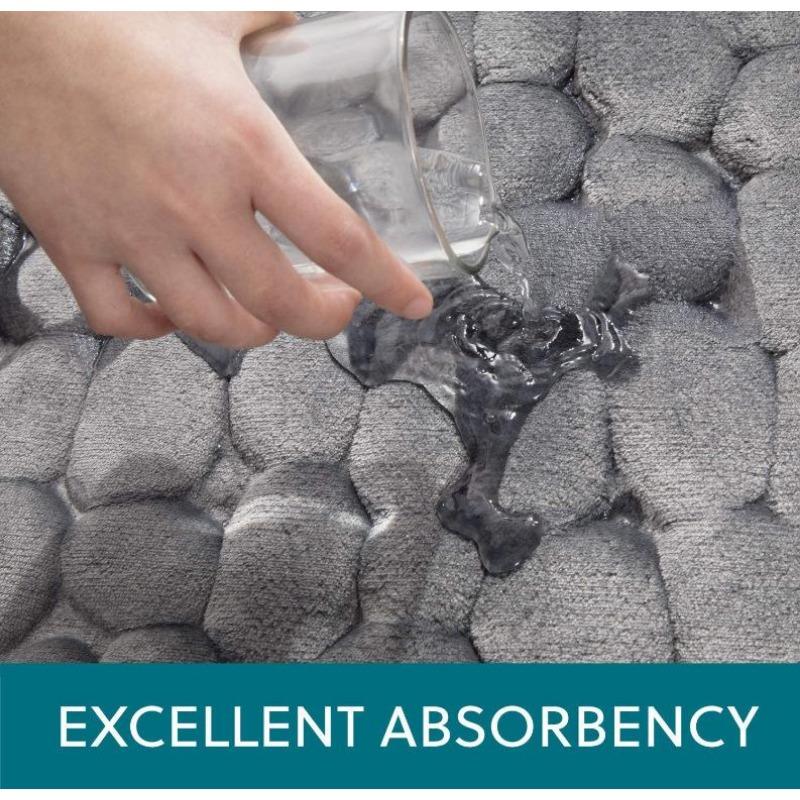 Memory Foam Embossed Velvet Carpet Bathroom Living Room Non-Slip Mat Cobblestone Floor Mat