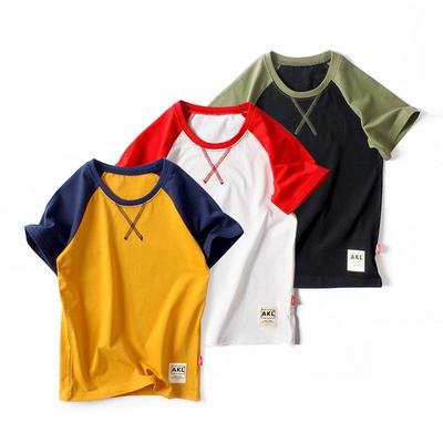 Top a contrasto a maniche corte per bambini coreani 2024 - T-shirt da bambina e da bambino