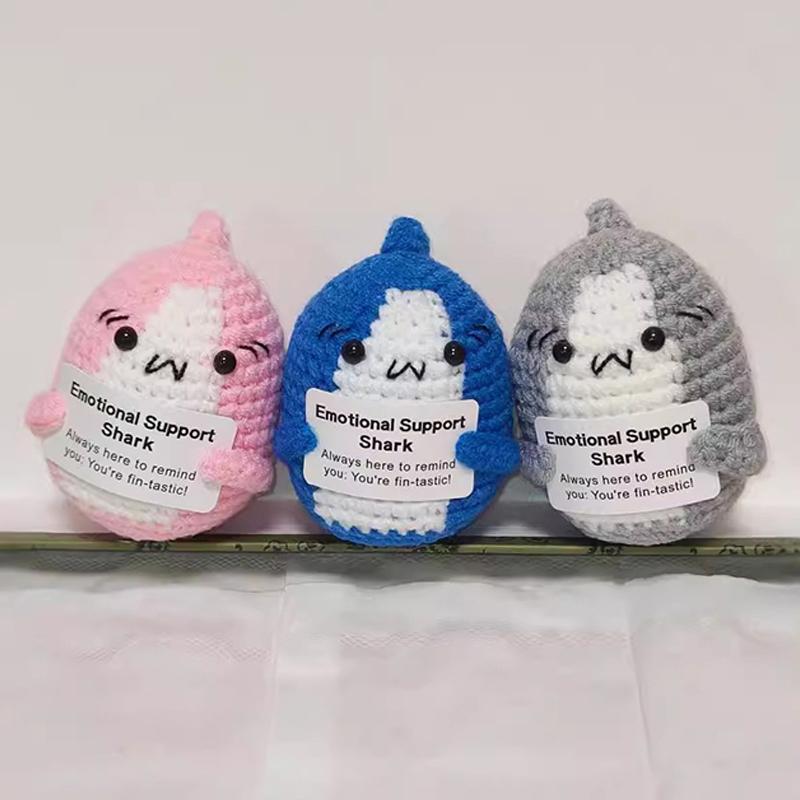 Cute Crochet Knitting Doll Positive Handmade Emotional Dolls with Affirmation Card Desktop Decorative Ornament Christmas Gifts