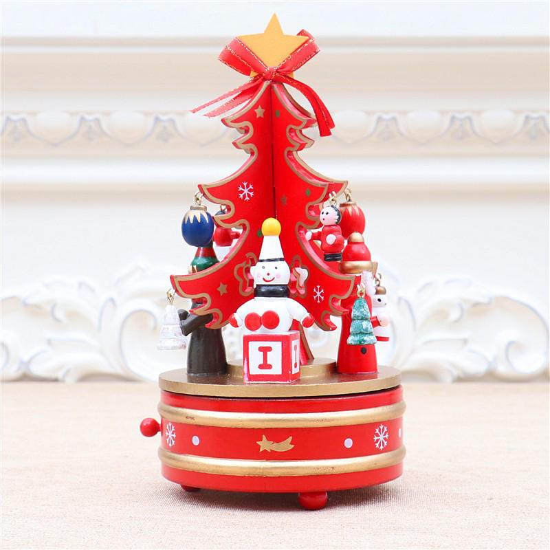 High-End Wooden Rotating Christmas Tree Music Box Gift