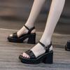 Fashion and Leisure Super Fairy High-heeled Sandals Female 2025 Summer New Roman Wedge Heel Non-slip Outer Wear Increase