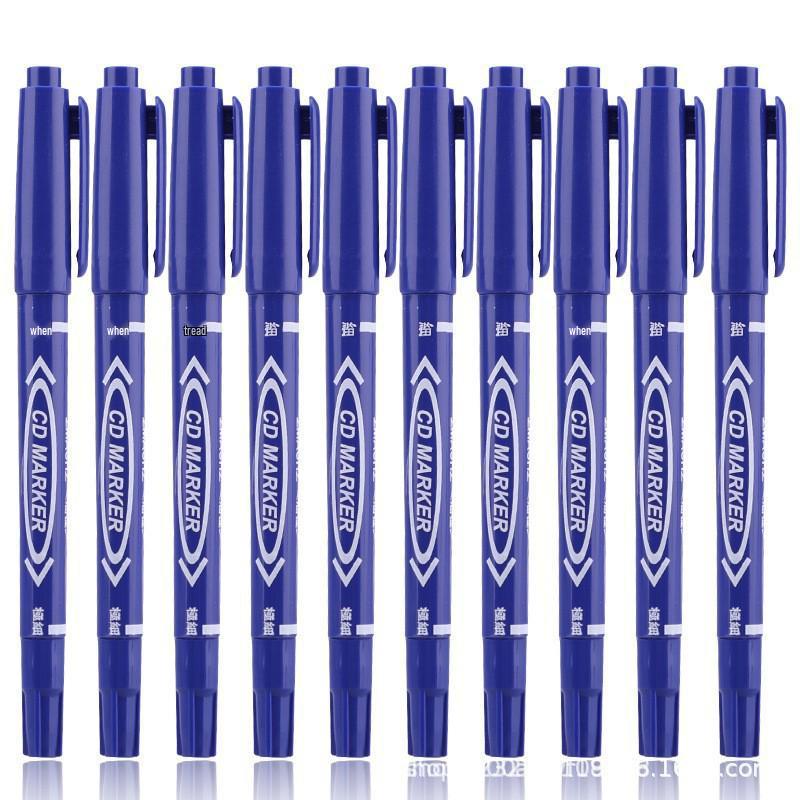 Black Fine-Tip Double-Headed Waterproof Marker Pen for Students