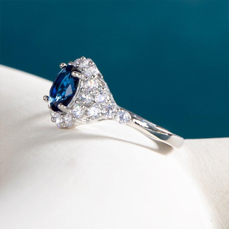 BELLA BOX Dark Blue Series Charms Female Finger Rings Luxury Engagement Party Rings For Bride Shiny Brillaint Zircon Jewelry