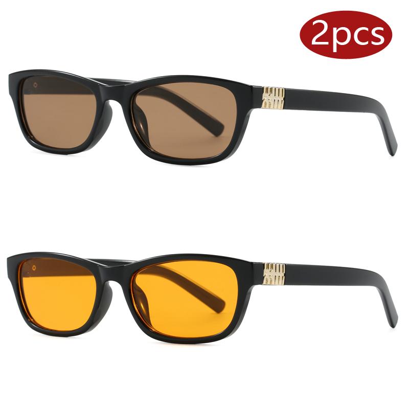 

2pcs Retro Women Cat Eye Sunglasses New 2026 Rivet Decoration Sun Glasses Outdoor Travel Shades Small Frame Eyewear UV400