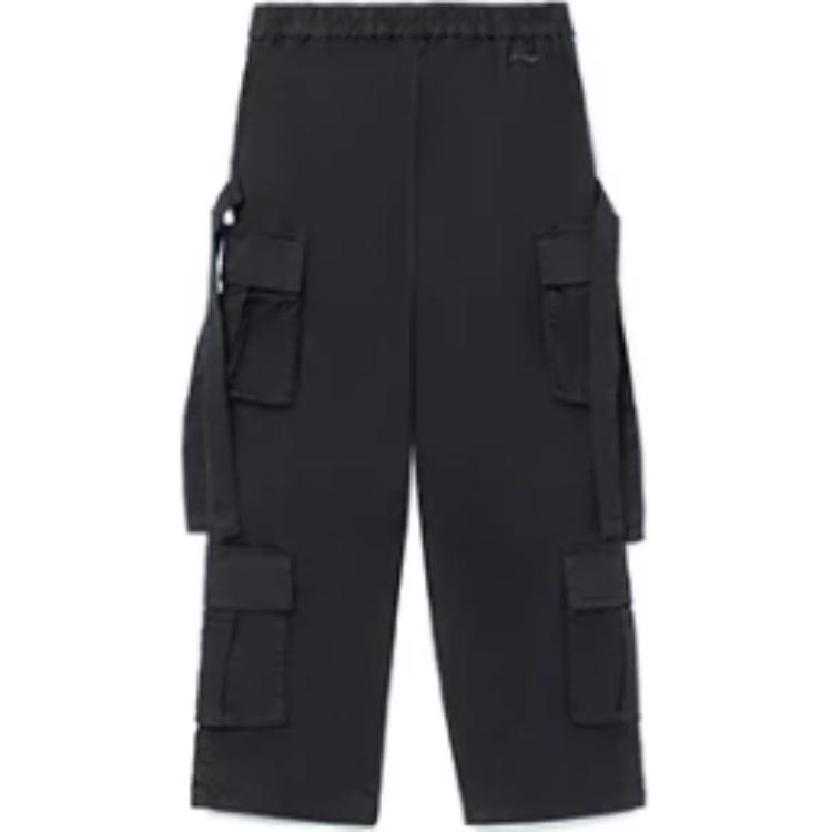 Li Ning CF Wu Xing Series Solid Color Multi Pocket Straight Leg Casual Pants Unisex Pants Black AKXR557-3