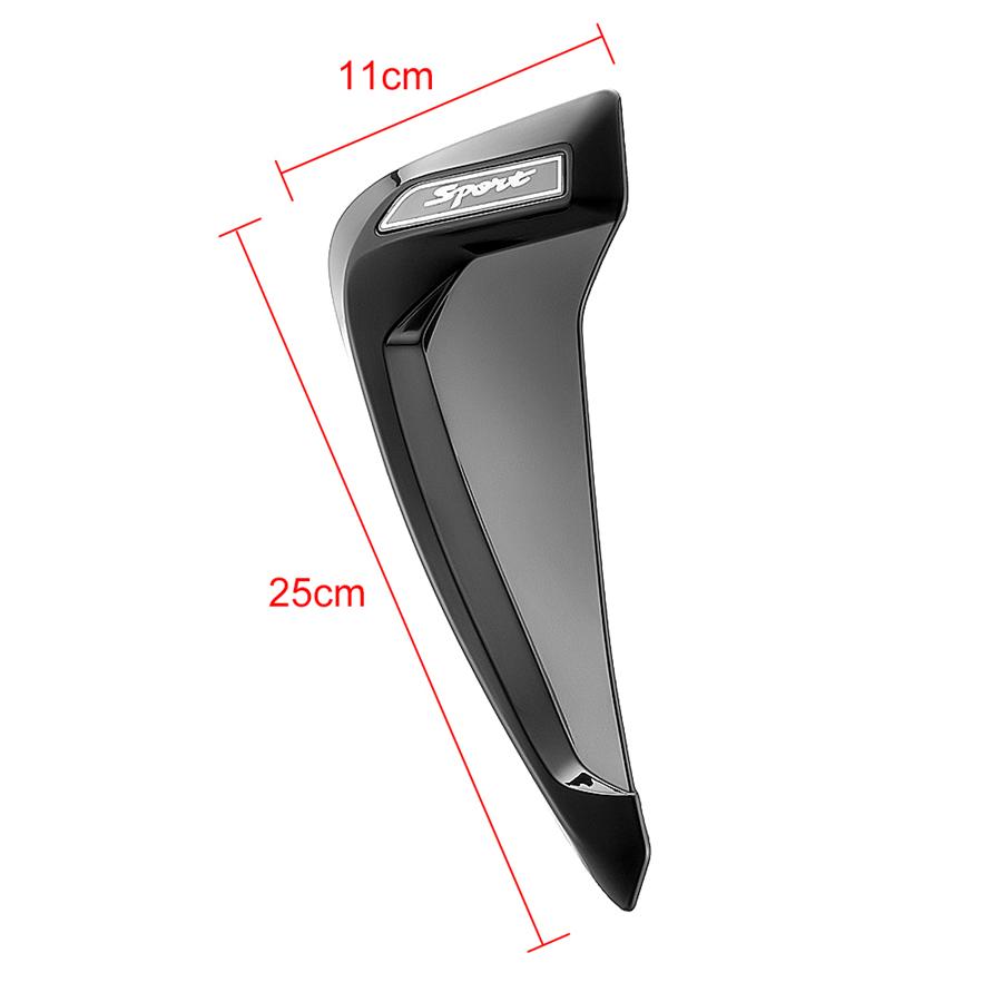 2x Glossy Black Car Air Flow Fender Side Vent Decoration Sticker ABS Sport Style