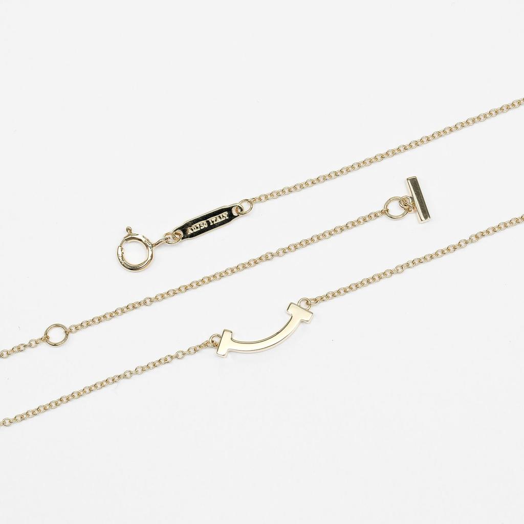 TIFFANY&Co. T Smile Mini Necklace 62617640 K18 yellow gold 2.28g Women Used