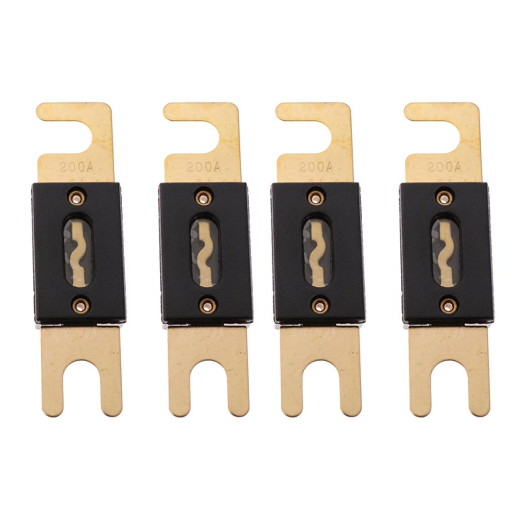 Pack of 4 200AMP ANL Gold Plated Flat Blade Fuses