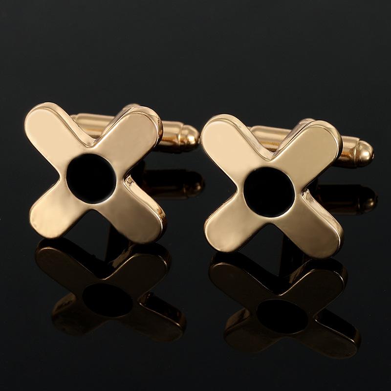 Premium Goldfarben Modestil Herrenmanschettenknöpfe Schickes Design Legierung Manschettenknöpfe Knöpfe Für Hochzeitsbankett Zeremonie Hemd Zirkon