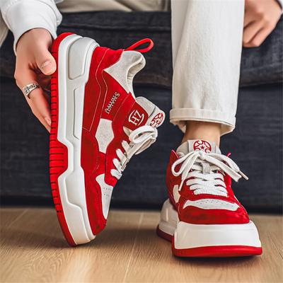 Platform White Shoes Men's Shoes New Trend Casual Shoes Spring and Autumn Low-top Height Increase Youth Sports Board Shoes Men's Shoes
