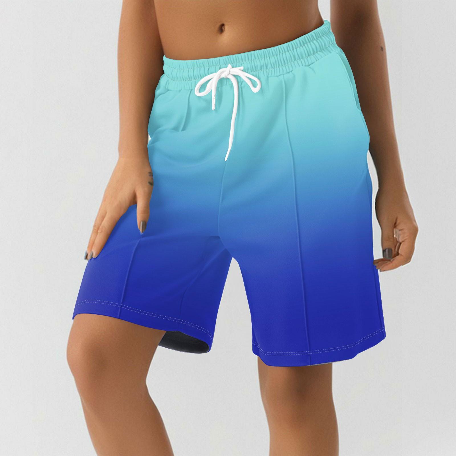 

Шорты для женщин с принтом, мягкие шорты для йоги и бега с карманами L синий