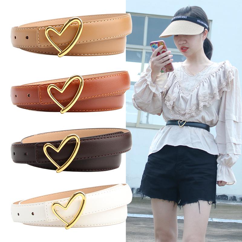 

Women s Love Buckle Versatile Decorative Belt білий