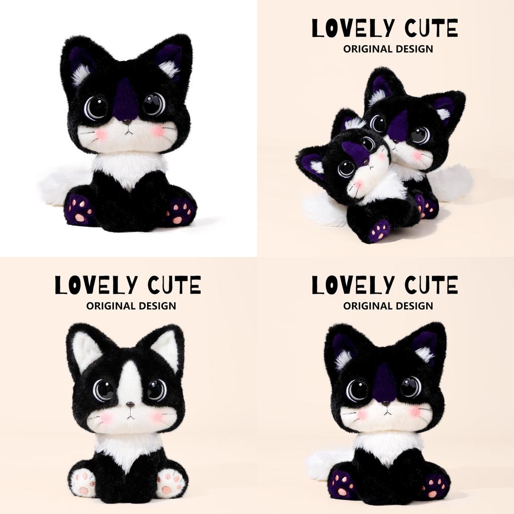 Cartoon Cat Plush Toy With Soft Short Pile For Kids And Collectors