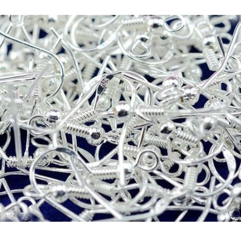 50pcs/ba Silver Color Zinc Alloy Ear Hook Earrings Hooks Jewelry Accessories