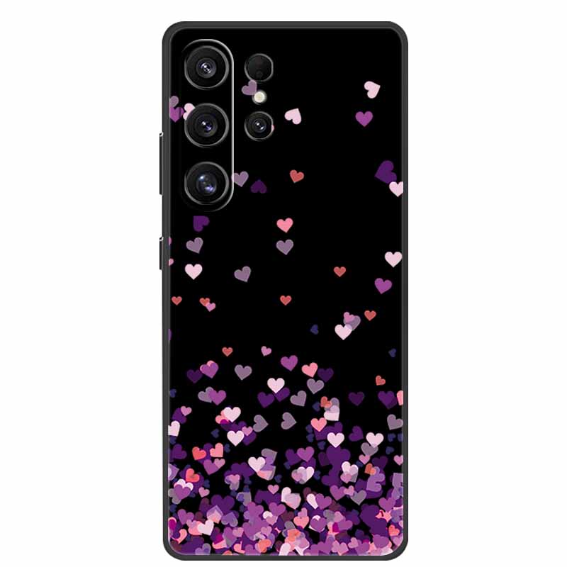 For Samsung Galaxy S26 Ultra Case Cute Floral Black Luxury Soft Silicone Back Cover For Samsung S26 Ultra Cases GalaxyS26 Ultra