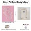 Framed - Cheetah Animal Printed Pink Canvas Wall Art Poster Full of Vitality Decorative Mural Poster Including Hanging Hardware