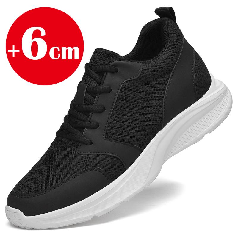 Men's 8cm Inner Height Increase Mesh Shoes, Heightening Sports and Casual Shoes, Invisible Inner Height Increase 6cm White Shoes